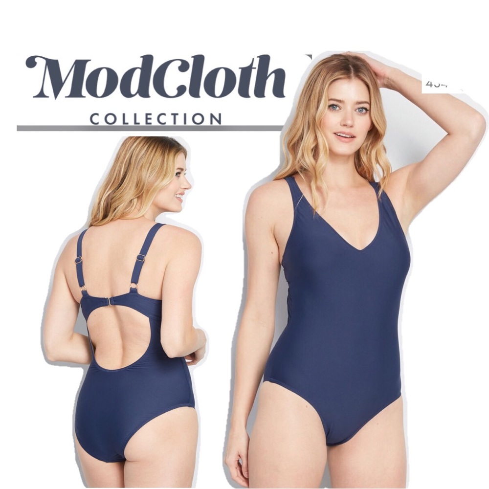 Navy One-Piece Vintage Nautical Swimsuit